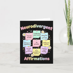 Cartão Afirmações neurodivergentes conscientização sobre