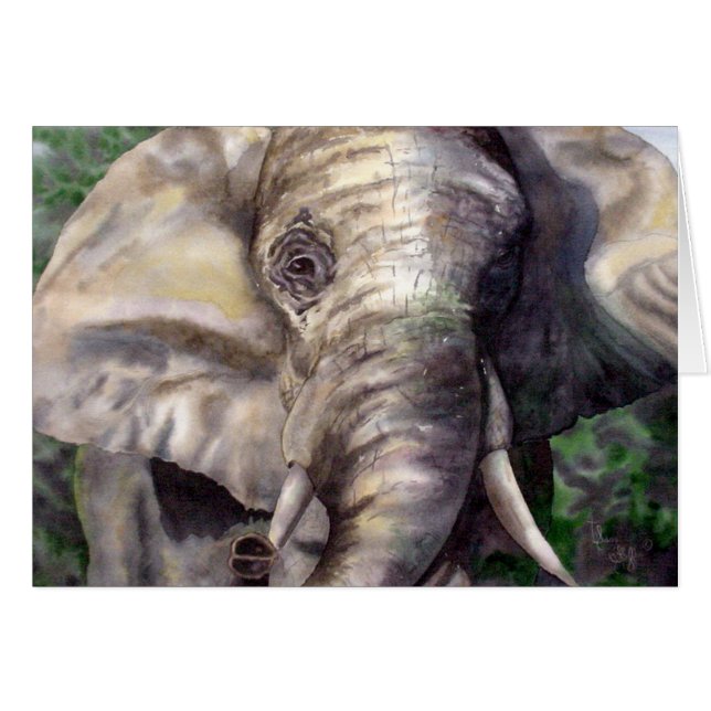 Cartão Afortunado o elefante (Frente horizontal)