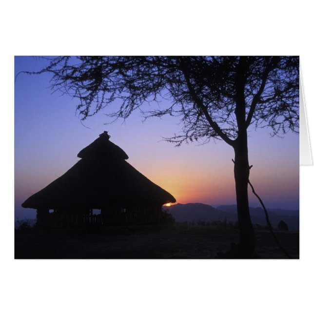 Cartão África, Etiópia, Região do Rio Omo, Sunset sobre (Frente Horizontal)