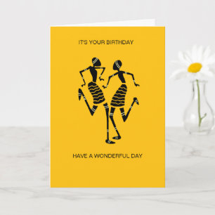 Cartão African Art Silhouette Joy Dance Orange Birthday