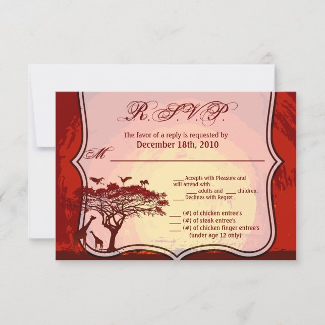 Cartão africano Safari Giraffe Sunset 5x3.5 (Frente)