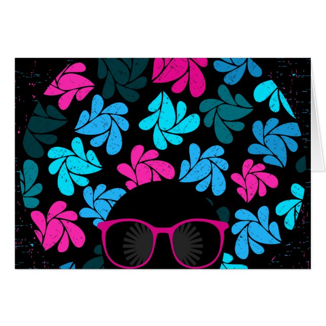 Cartão Afro Diva Turquesa & Rosa Vibrante (Frente Horizontal)