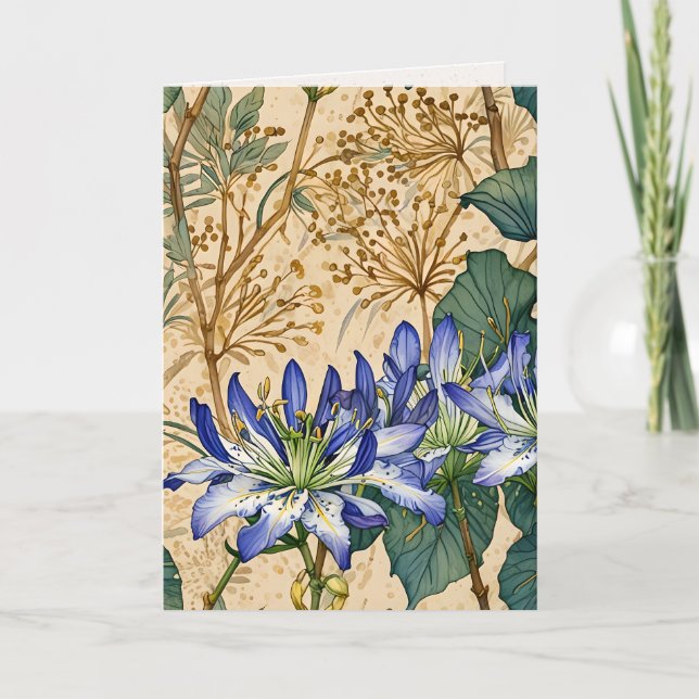 Cartão Agapanthus e Flores Silvestres  (Frente)