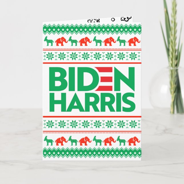 Cartão AGasalho DE NATAL FEIO BIDEN HARRIS (Verde) (Frente)
