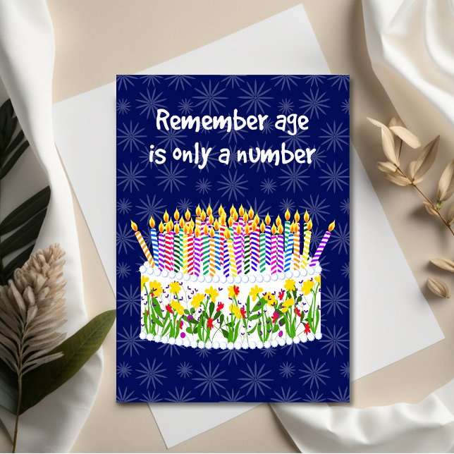Cartão Age is only a Number Birthday (Unique Birthday Cards: Geometric and Flat Art styles featuring florals, animals, and modern designs
)