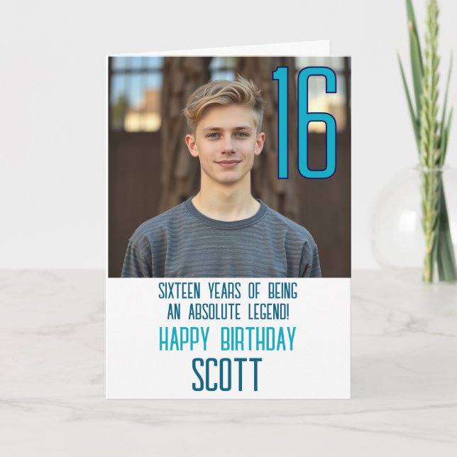 Cartão Age Sixteen Photo Birthday Card (Frente)