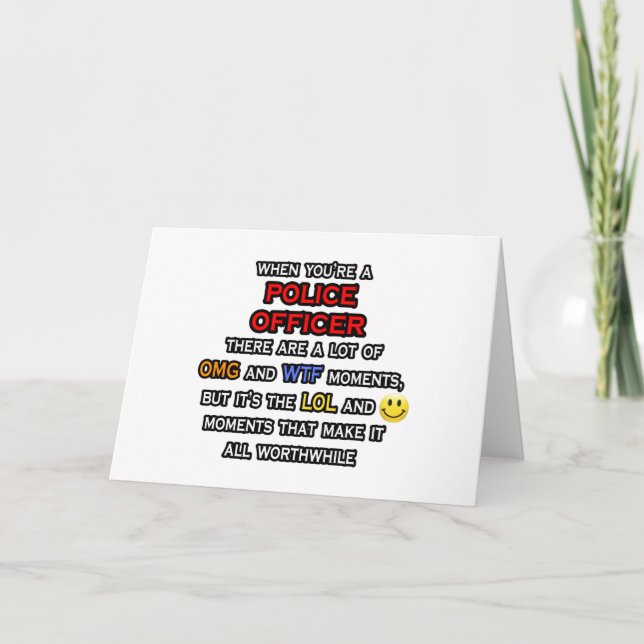 Cartão Agente de Polícia Engraçado... OMG WTF LOL (Frente)