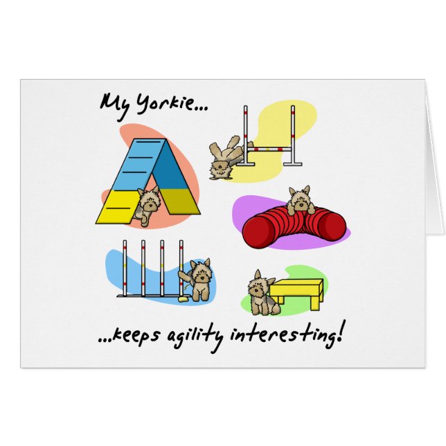 Cartão Agilidade interessante de Yorkie (Frente Horizontal)