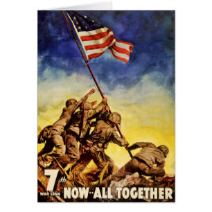 Cartão Agora tudo junto poster da guerra do vintage
