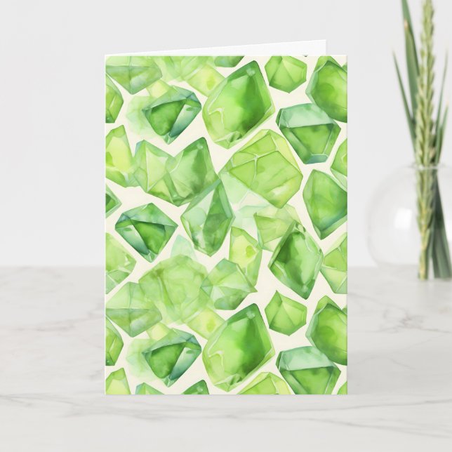 Cartão Agosto Birthstone Peridot Aniversário Card (Frente)
