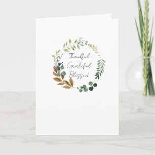 Cartão Agradecido Abençoado Outono Folha Rústico Moderno