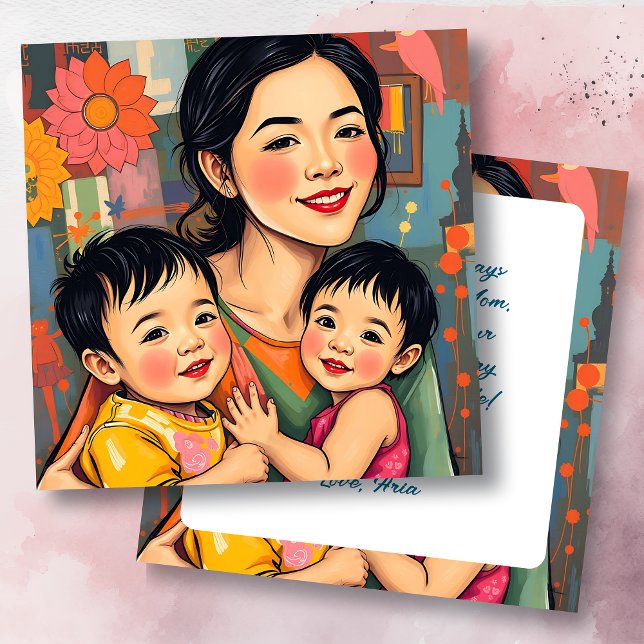 Cartão Agradecimento Colorido Abstrato à Mãe | Dia das Mã (Criador carregado)
