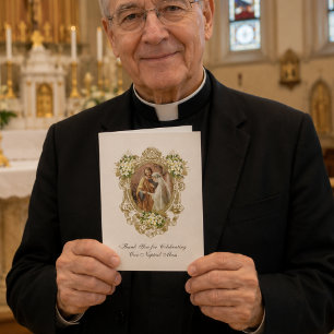 Cartão Agradecimento de Casamento Católico ao Padre pela