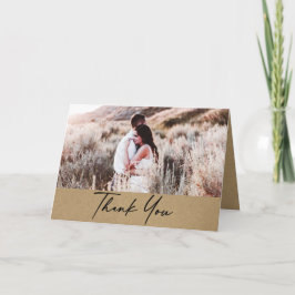 Cartão Agradecimento de Casamento com Foto Kraft Rústico