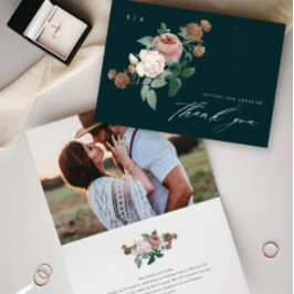 Cartão Agradecimento de Casamento em Letra Floral Vintage