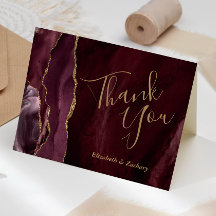 Agradecimento de Casamento Ouro em Ágata Borgonha