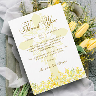 Cartão Agradecimento de Casamento Religioso Mimosa Amarel