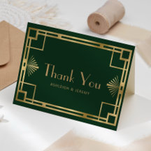 Agradecimento de Casamento Vintage 1920 Deco Verde