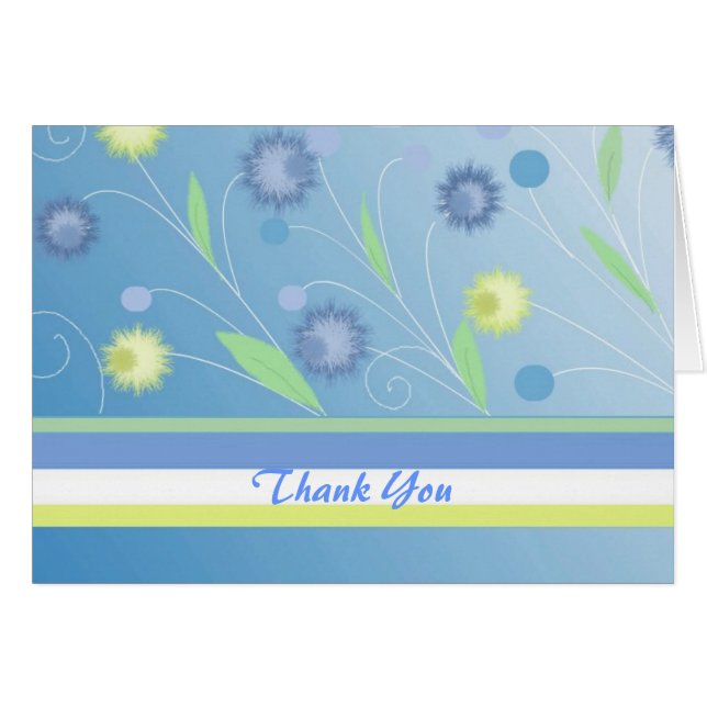 Cartão Agradecimento Floral Azul (Frente horizontal)