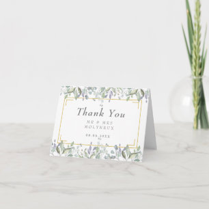 Cartão Agradecimento Floral de Casamento Salvia e Lilás