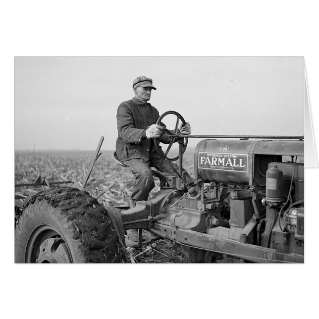 Cartão Agricultor Dirigindo Trator, 1937 (Frente Horizontal)