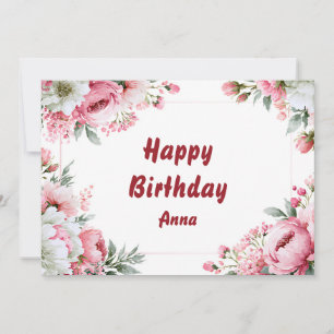 Cartão Água de Rosa Rosa Personalizada em Moldura para An