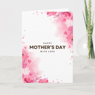 Cartão Água-forte Rosa Feliz Dia das Mães Floral Elegante