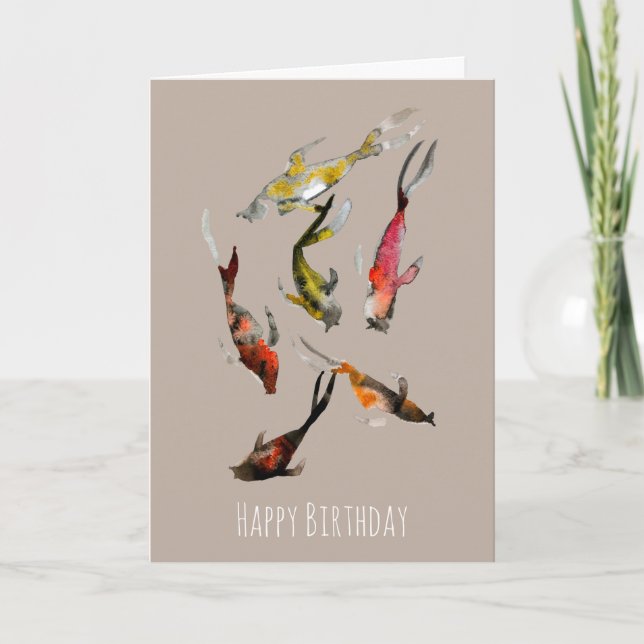 Cartão Água, koi, vermelho-marrom (Frente)