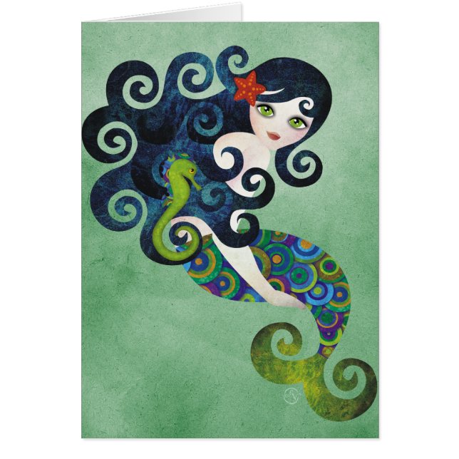 Cartão água-marinha, a sereia adolescente (Frente)