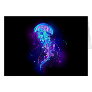 Cartão Água-viva brilhante a cores