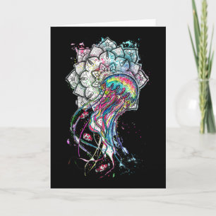 Cartão Água-viva em Aquarela Chakra Animal Marinho Yoga B