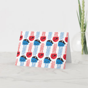 Cartão Água-viva pirata, padrão de água-viva, animais mar