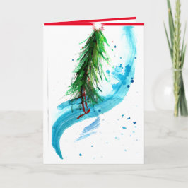 Cartão Aguardente de época de captura de Árvore de Natal 