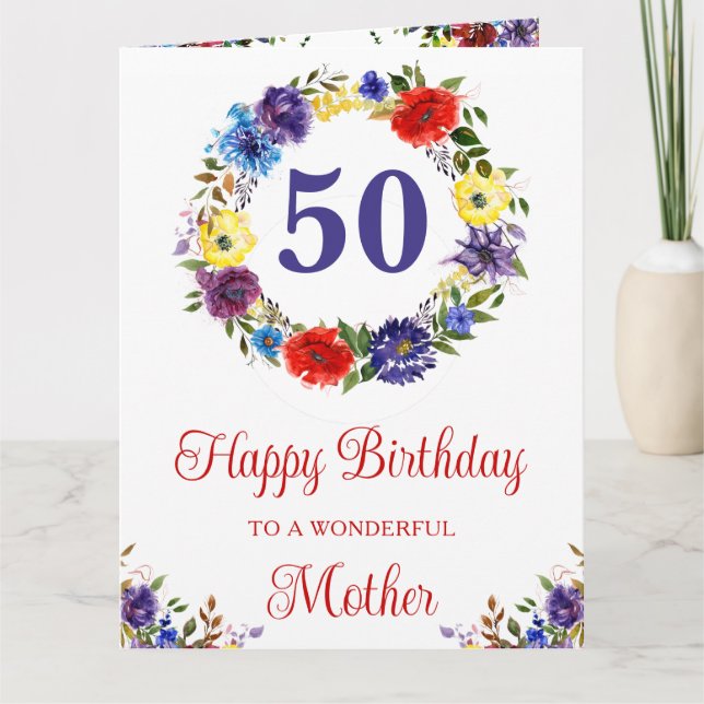 Cartão Aguarela Flores de Verão Brilhantes Aniversário (Frente)