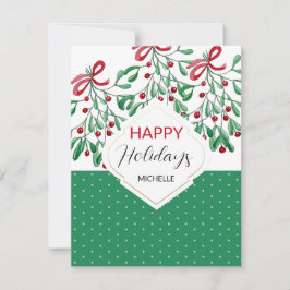 Cartão Aguarela Moderna Boho Mistletoes Feriado