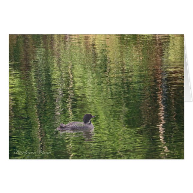 Cartão Águas de Walden Pond-Common Loon (Frente Horizontal)