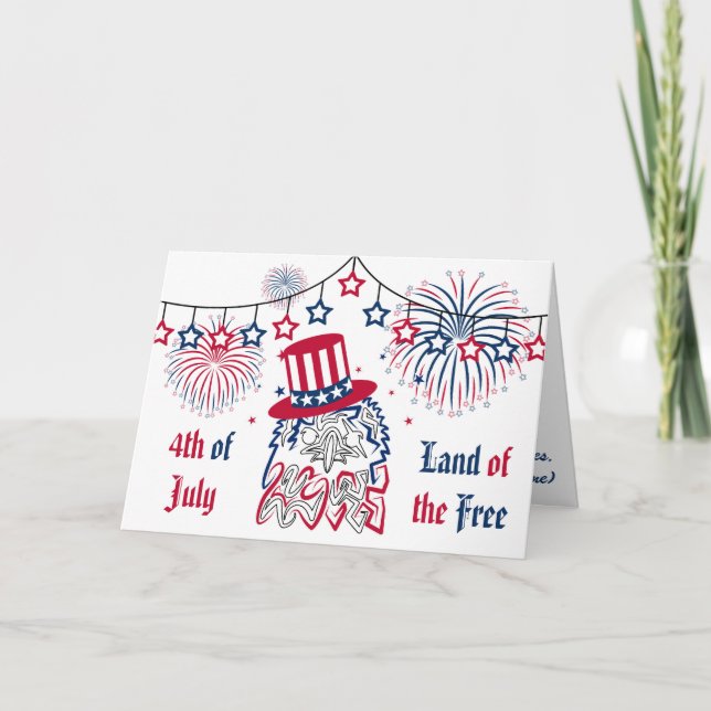 Cartão Águia Americana do Dia da Independência em 4 de ju (Frente)