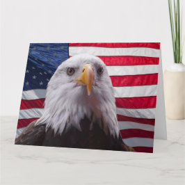 Cartão Águia Bald Americana e Bandeira Americana