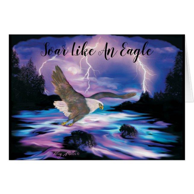 Cartão Águia Bald Soaring (Frente Horizontal)