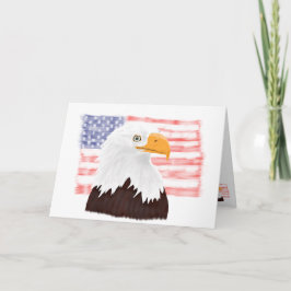 Cartão Águia Balda Americana e Bandeira - branco transpar