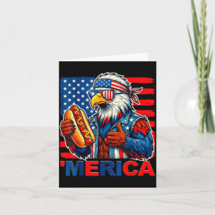 Cartão Águia careca cachorro-quente bandeira americana en