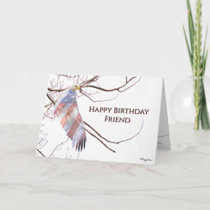 Cartão Águia Careca Patriótica Feliz Aniversário