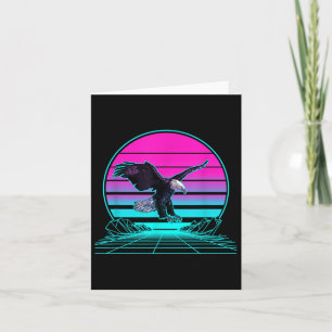 Cartão Águia Careca Vintage Retro Pôr do Sol