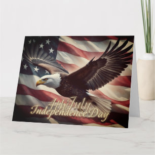 Cartão Águia de 4 de Julho com Bandeira Americana