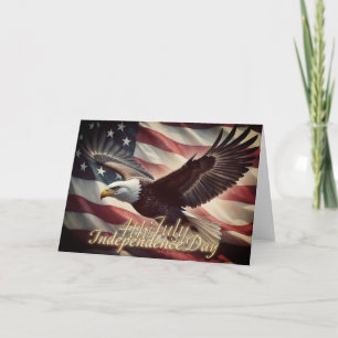 Cartão Águia de 4 de Julho com Bandeira Americana