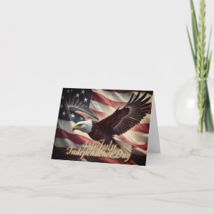 Cartão Águia de 4 de Julho com Bandeira Americana