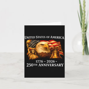 Cartão Águia e bandeira 250 anos 1776-2026 250º aniversár