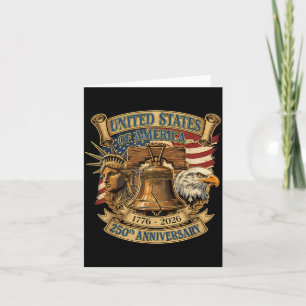 Cartão Águia Patriótica e Bandeira 250 Anos Americana 4 d