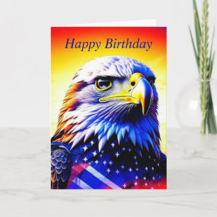Cartão Águia Personalizada e Bandeira Americana Aniversár