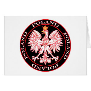 Cartão Águia polonesa redonda vermelha